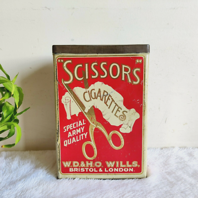 1930s Vintage Scissors Special Army Quality Cigarette Tin Box Old England  CG333