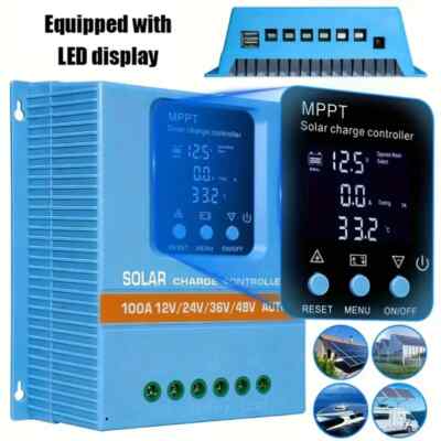 4800W 100A MPPT Solar Charge Controller 12V/24V/36V/48V Battery PV Regulator US
