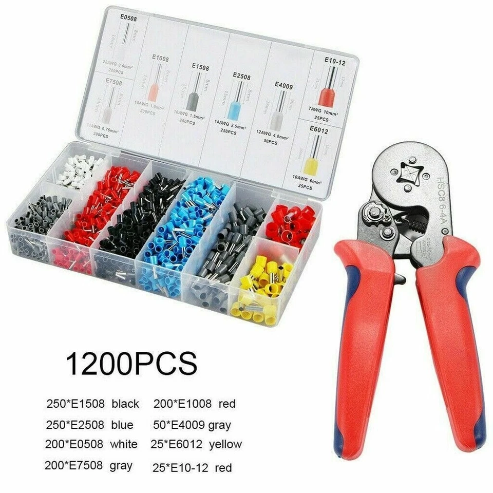 1200件装连接器电线压接电缆销端靴带套圈端子套件 — 第 2/4 张图片