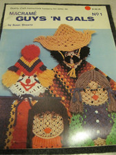 MACRAME GUYS 'N GALS 1978 Knotting Patterns Book No 1 34 pg Shwartz VTG NOS U.S.