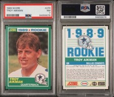 1989 SCORE FOOTBALL #270 TROY AIKMAN RC ROOKIE CARD DALLAS COWBOYS NM PSA 7