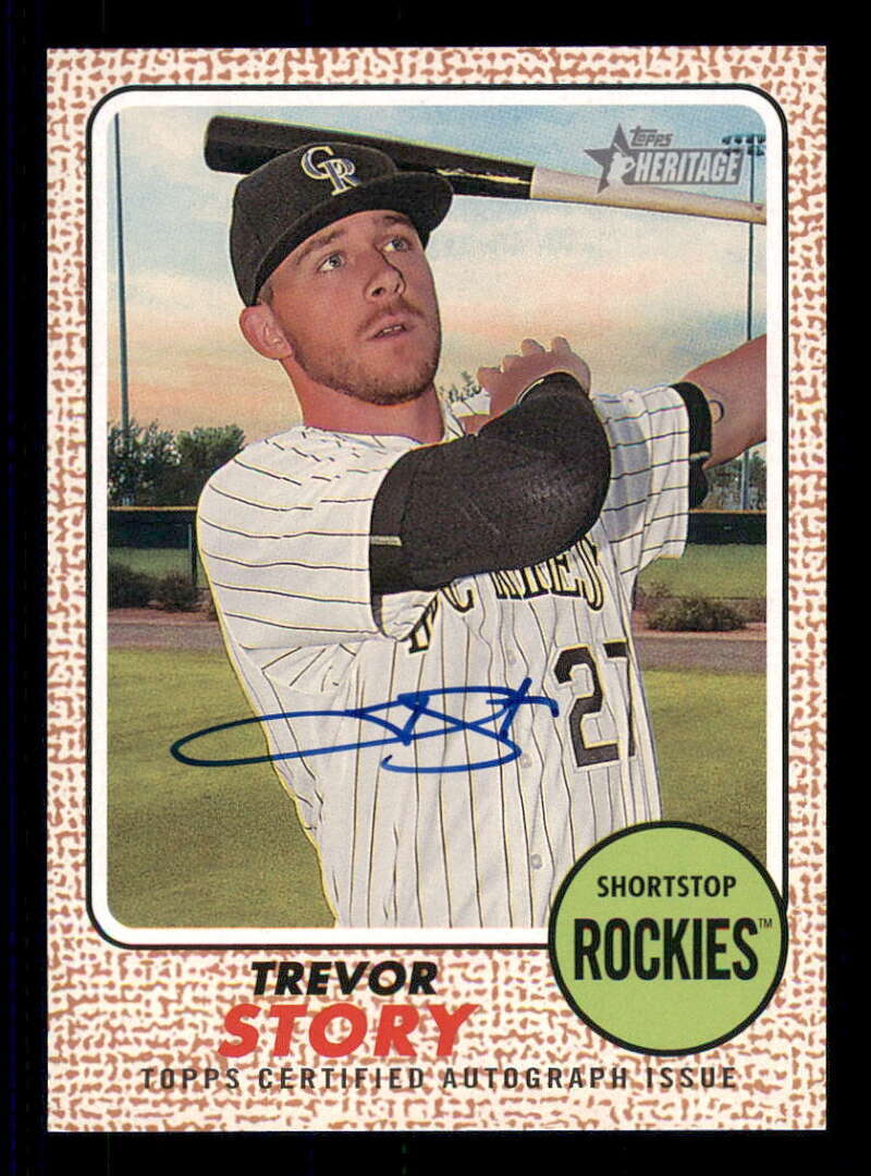 2017 Topps Heritage Real One Autograph/Auto #TST Trevor Story Rockies Blue Ink