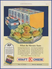 Vintage 1927 KRAFT Cheese Block Pineapple Salad KAY Art Ephemera 1920's Print Ad