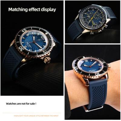 Rubber Watchband For Blancpain Fifty Fathoms 5015 5000 Citizen Blue Angel AT8020