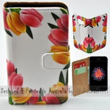 Flip Cover Phone Case For Apple iPhone Series Mobile Phone - Tulip Theme Print