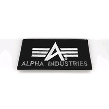 Original ALPHA INDUSTRIES Klett Patch Abzeichen Bomber Jacke 10x5 Schwarz w Neu