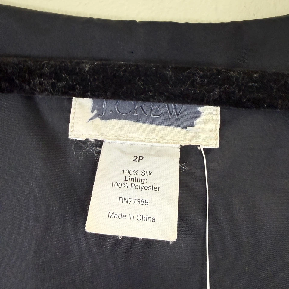 J.Crew Womens Black Silk Chiffon Asymmetric Hem Cocktail Dress Size 2P - Image 4 of 4