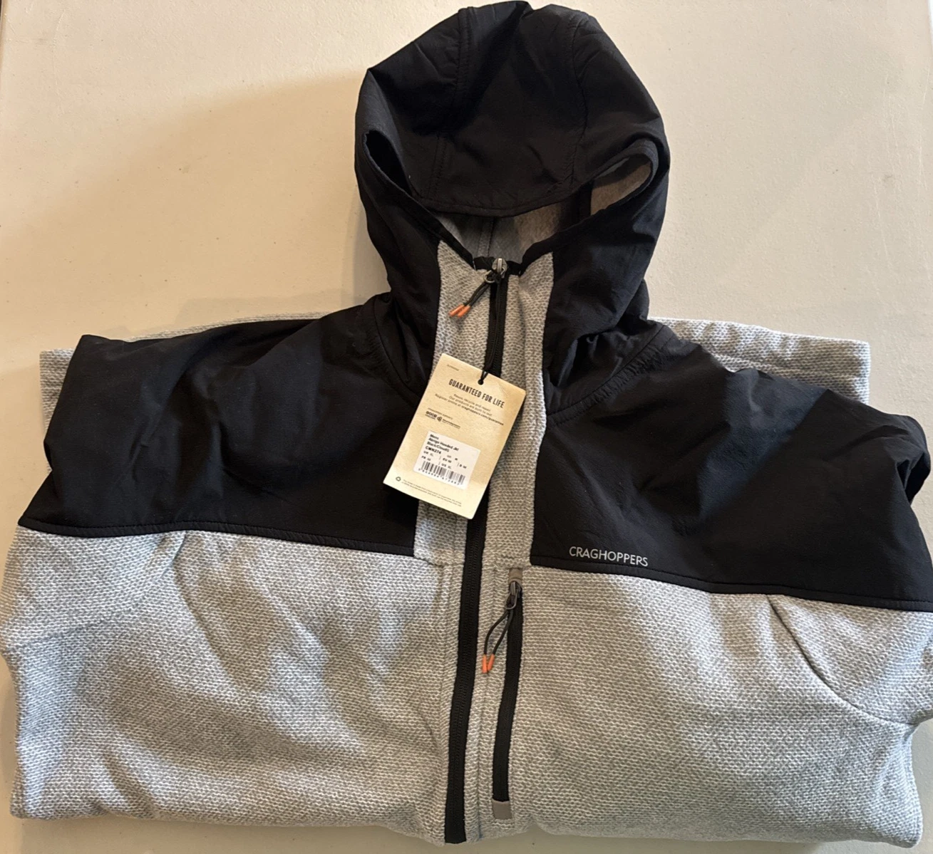 Craghoppers Men's Abrigo Hooded Black /Cloud Grey Fleece Jacket XL fits like L image 16