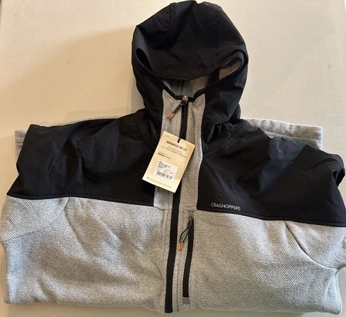 Craghoppers Men's Abrigo Hooded Black /Cloud Grey Fleece Jacket XL fits like L image 16