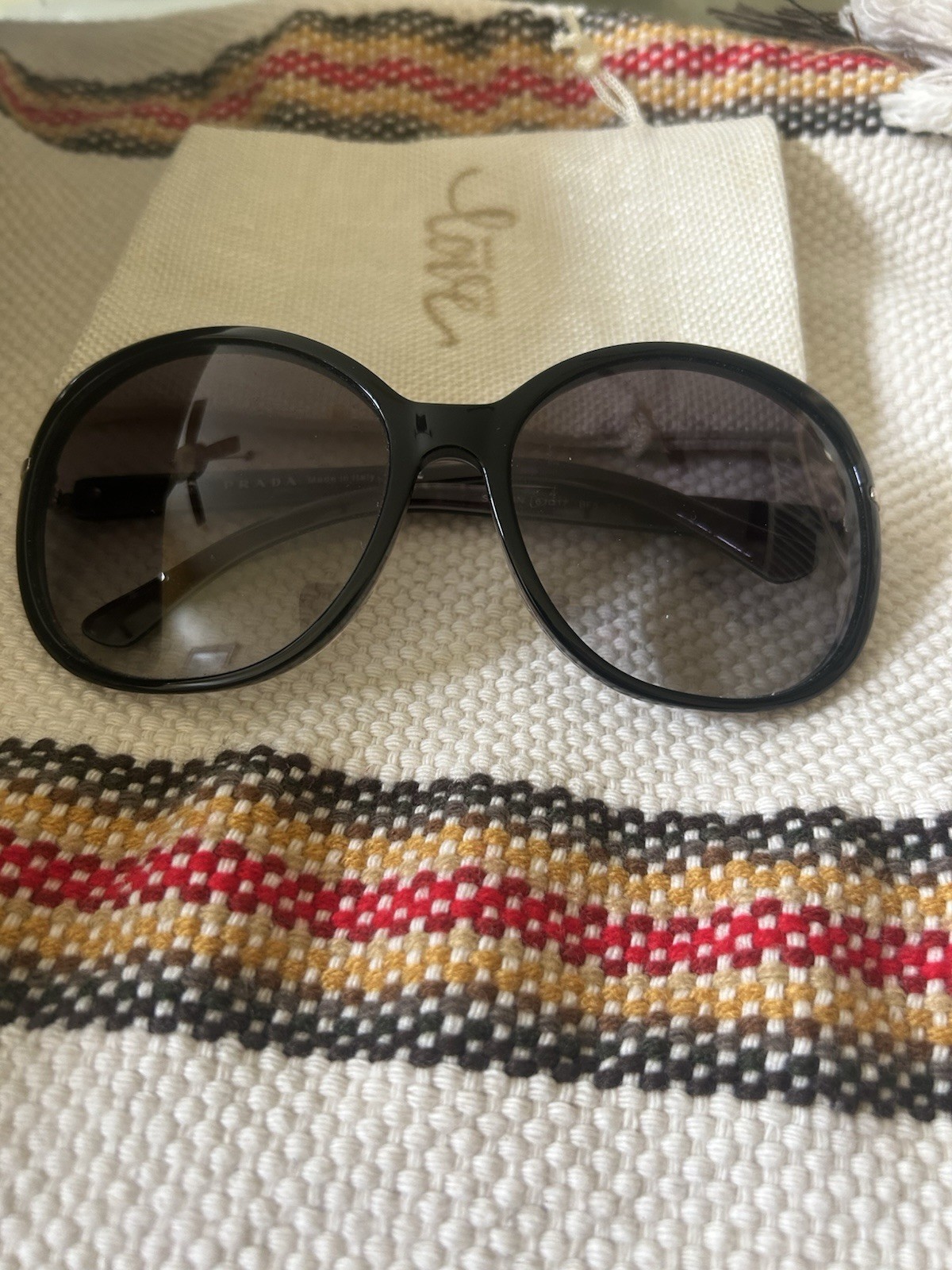 PRADA SPR 04N Black Lace Sunglasses Frame 61 17 Made in Italy No Case