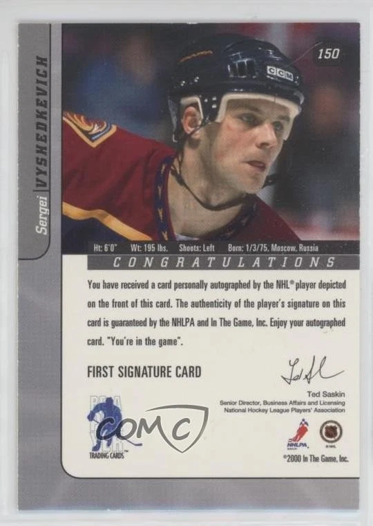 2000-01 ITG Be A Player Signature Series Gold Sergei Vyshedkevich Rookie Auto RC - Image 2 of 2