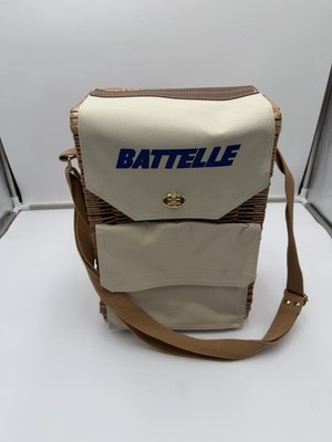 Picnic Time Wicker Insulated Picnic Cooler Bag Batelle Logo Shoulder Basket