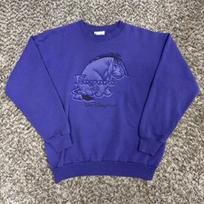 Vintage 90s Mens Disney World Eeyore Winnie the Pooh Purple Sweatshirt Size M