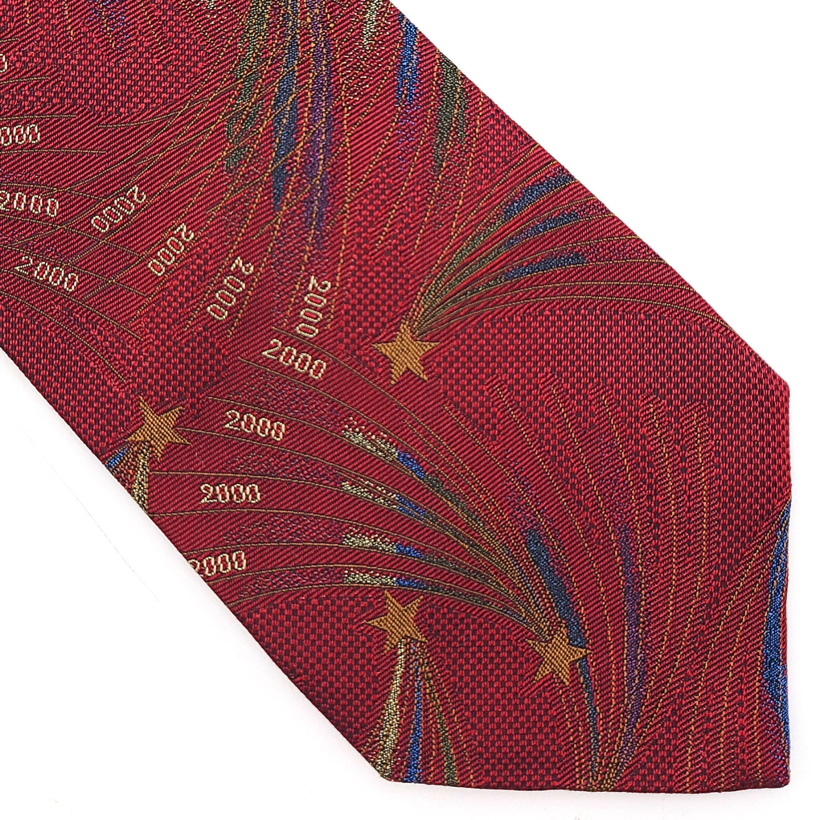 Vintage ROBERT TALBOTT Nordstrom Red Gold Rare Y2K Theme 2000 Silk Tie Necktie