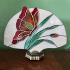 Vintage Butterfly Stained Glass Acrylic Table Lamp Nightlight 10"x8" - Works!