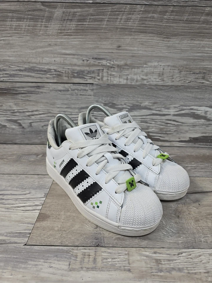 adidas Originals Superstar II White Black Minecraft JQ8749 Youth Size 5Y Shoes - Image 3 of 4