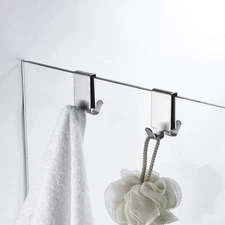 Double Hooks for Glass Shower Door, Towel Hooks over the Bathroom Glass Wall 0.3
