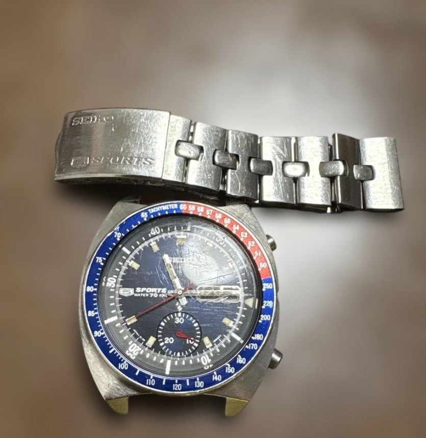 Used Working Seiko Sports 70 6139-6000 Automatic Tachymeter 42mm Japan F/S