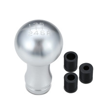 2-piece Ball Teardrop Aluminum 6-speed Manual Shift Knob Thread Adapters Silver