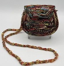 Vintage Micro Beaded Purse Glass Bugle Bead Evening Bag Twisted Strap Read