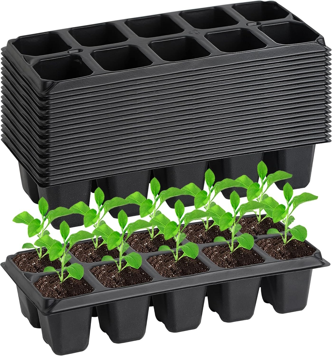 200 Cells Seed Trays - 20 PCS Reusable Seedling Plug Trays Starter Container fo