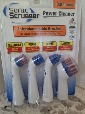 Sonic Scrubber Power Cleaner Interchangeable Brush Heads Bathroom Cleaning Tool