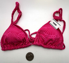 NWTs Victoria's Secret Hot Pink Bikini Top Sz Large L Padded Textured Adjustable