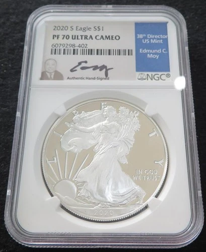2020-S American Silve Eagle Proof NGC PF70 Edmund Moy Signature 402