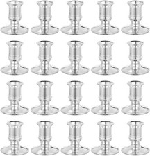 Homoyoyo 20pcs Plastic Candle Stick Holders Silver Base Bulk Pack Stylish Pilla