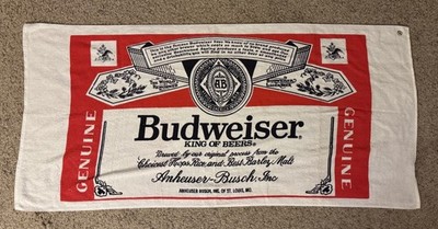 Vintage Budweiser Towel ~29 x61  w/Official Product Sticker-See Description