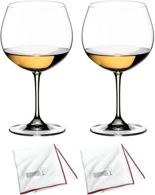 Vinum Oaked Chardonnay/Montrachet Glass (2-Piece Set) with Microfiber Polishing