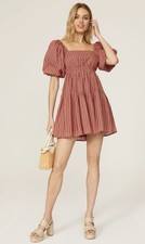 MinkPink Red Striped Anne Mini Dress Size M (US 6-8)