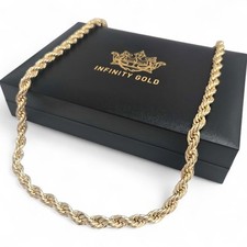 Mens 9ct Gold XP 8mm Rope Chain 24" Length Chunky Long Rope Chain Waterproof 