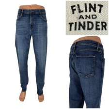 Flint and Tinder Mens 34 X 32 Denim Jeans Straight Stretch Huckberry Made In USA