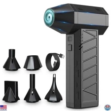 Cordless Rechargeable Air Duster Gun - 4-Gear Blower with LED Light for Cleaning