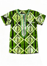 Kids Green African Dashiki Shirt Boy Cotton Top Traditional Festival Summer