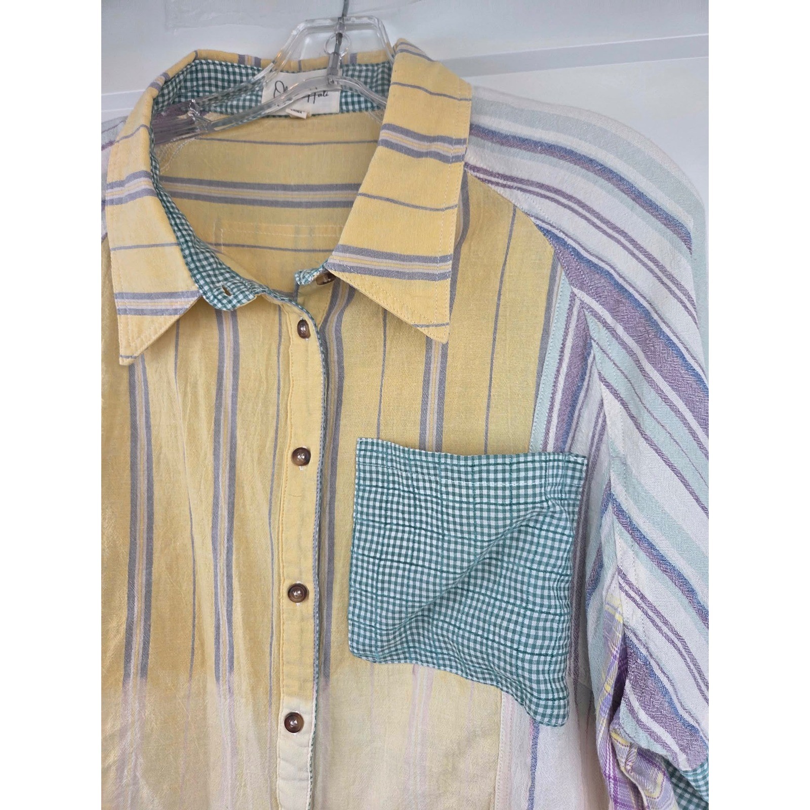 Oli & Hali Patchwork Striped Button Down Shirt Wo… - image 5