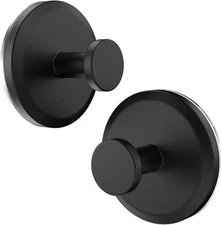 2 Matte Black Suction Cup Hooks for Bathroom, Kitchen Towel Hooks, Shower Hook 