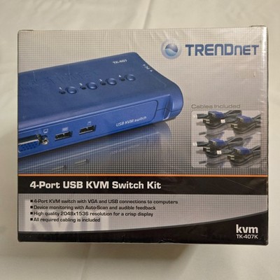 TRENDnet TK-407K 4-Port USB KVM Switch Kit VGA w/ Cables NEW