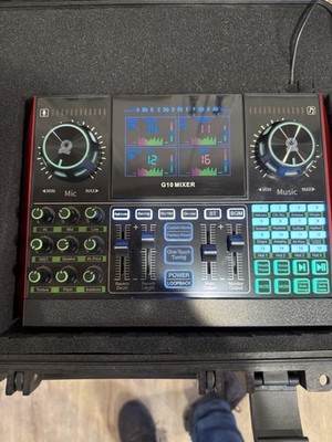 G10 DJ Audio Mixer Podcast Equipment Live Sound Card for Streaming With Case