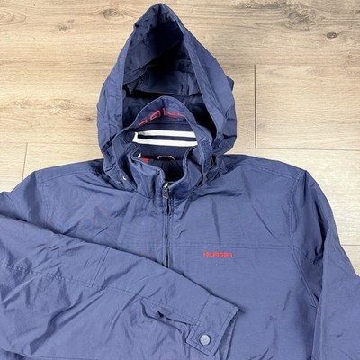 Tommy Hilfiger Regatta Navy Blue Full Zip Hooded Windbreaker Yacht Jacket XXL