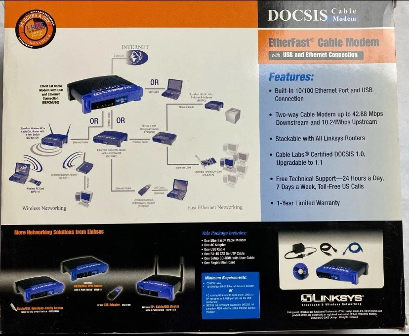 Linksys EtherFast Cable Modem with USB & Ethernet Connections (BEFCMU10 ver. 2) - Image 4 of 4