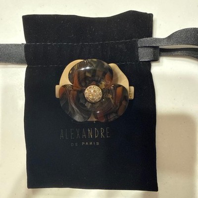 ALEXANDRE DE PARIS Camellia Hair Clip Brown