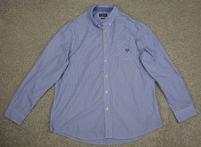 Chaps Long Sleeve Button Up Dress Shirt Men's XXL Striped Blue & White