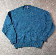 Vintage GAP 100  Shetland Wool Sweater Crewneck Pullover Teal Ski Cabin Sz S