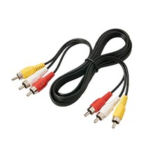 AV Male to Male 3 RCA Audio Video Cable Black 6 feet 