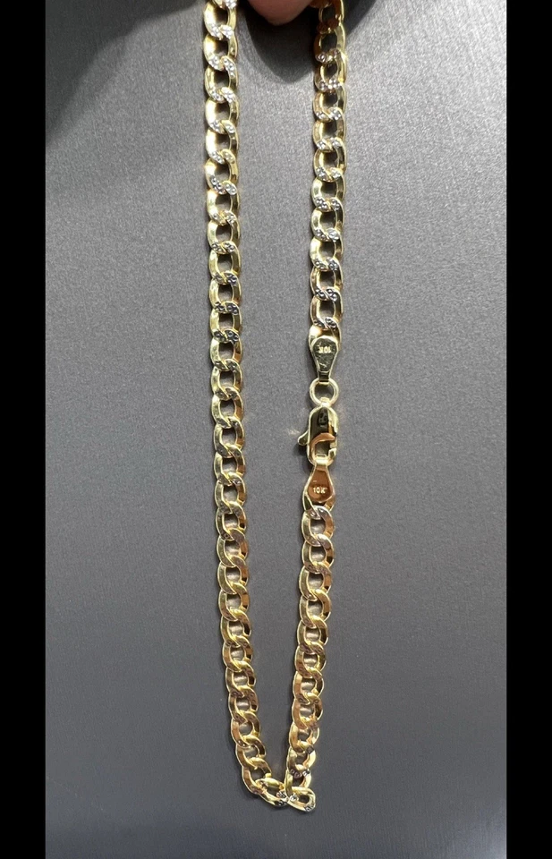 1321- NUEVA TOBILLERA CUBANA HUECA 10K de dos tonos (4,5 mm) Foto 4 de 4