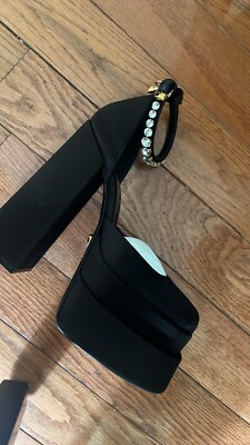 Versace Women's Medusa Aevitas Platform Pumps Satin with Crystals Black