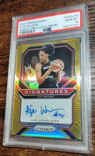 2021 Prizm WNBA A'ja Wilson Signature Auto Gold /10 PSA 10! POP 2! 3xMVP!