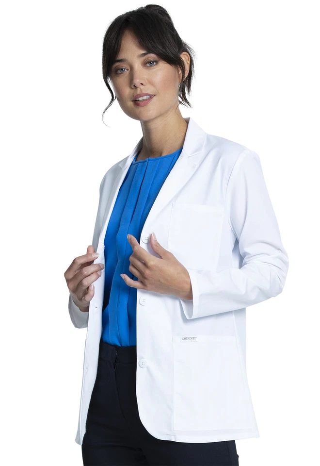 Cherokee Scrubs Women's 28" Consultation Lab Coat CK451 WHT White Free Shipping - Image 3 of 4